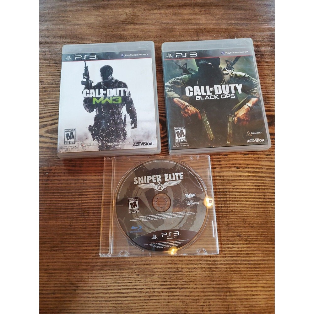 3 Games Call of Duty Black Ops, MW3, & Sniper Elite V2 PlayStation 3 PS3